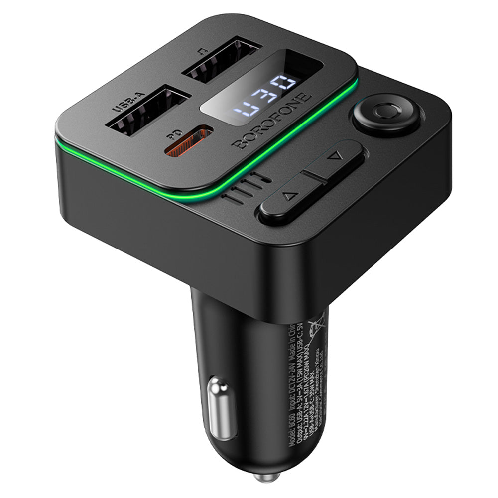 FM Bluetooth modulátor Borofone BC60 Hero, 2 x USB-A - 1 x USB-C