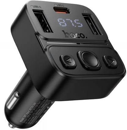 FM Bluetooth modulátor HOCO E87, 2 x USB-A - 1 x USB-C