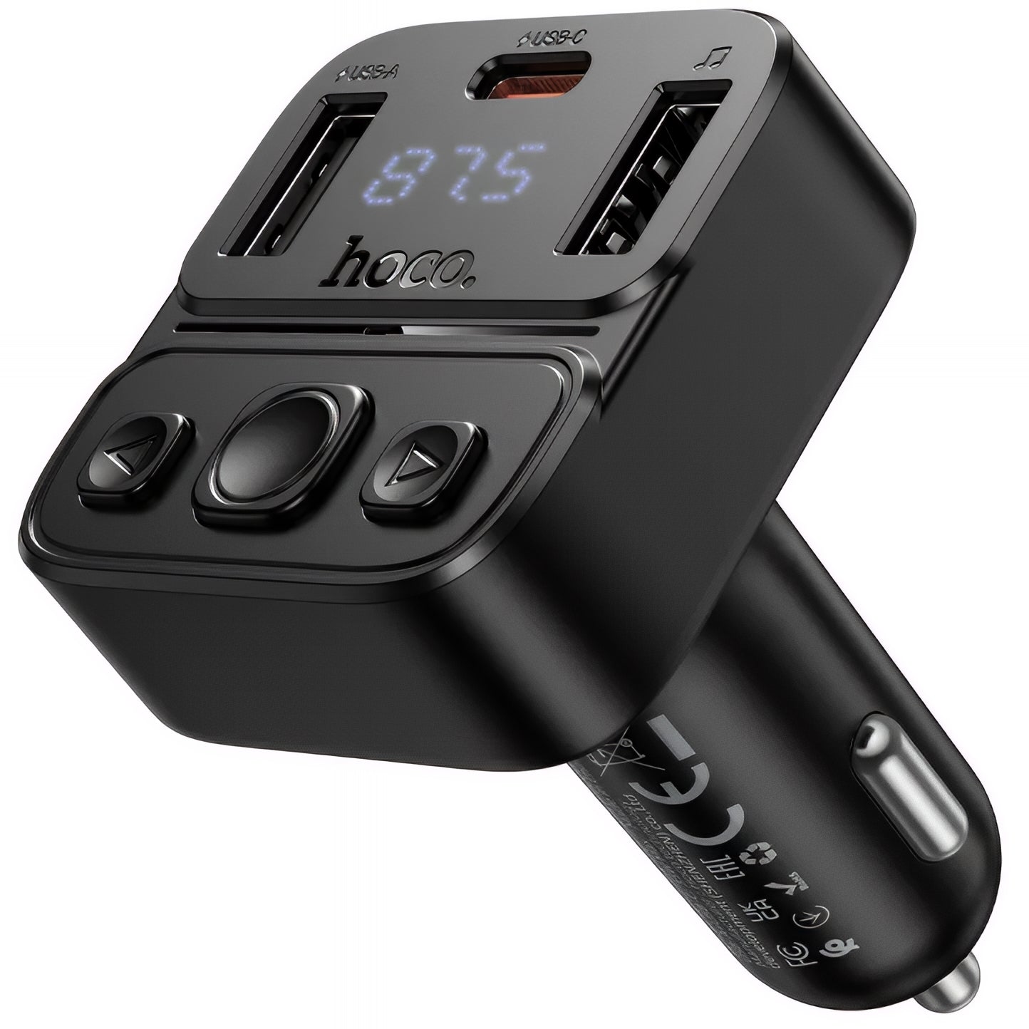 FM Bluetooth modulátor HOCO E87, 2 x USB-A - 1 x USB-C