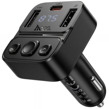 FM Bluetooth modulátor HOCO E87, 2 x USB-A - 1 x USB-C