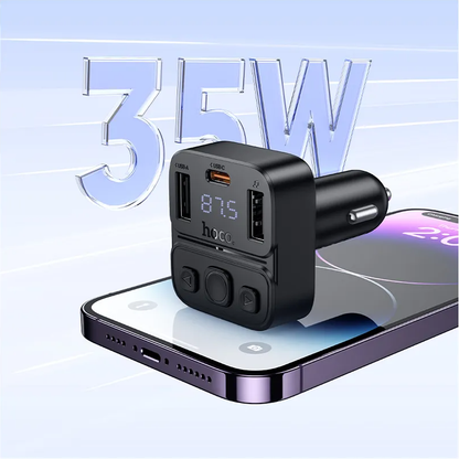 FM Bluetooth modulátor HOCO E87, 2 x USB-A - 1 x USB-C