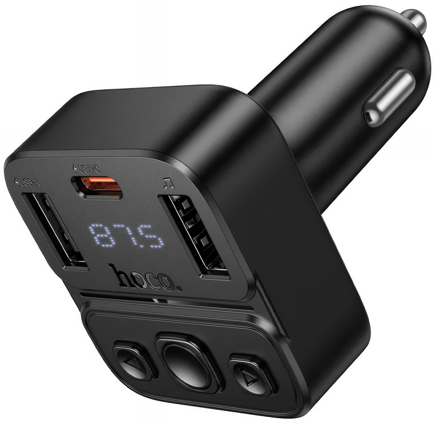 FM Bluetooth modulátor HOCO E87, 2 x USB-A - 1 x USB-C