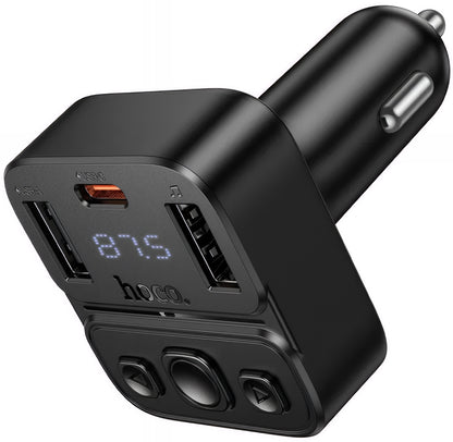 FM Bluetooth modulátor HOCO E87, 2 x USB-A - 1 x USB-C