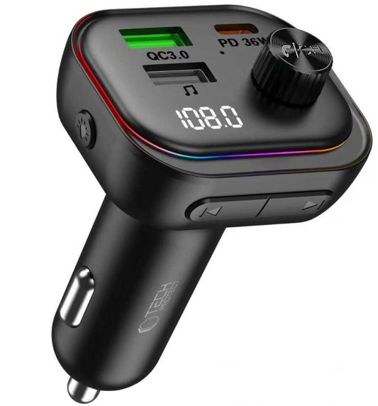 Tech-Protect CC07 FM Bluetooth modulátor, 2 x USB-A - 1 x USB-C