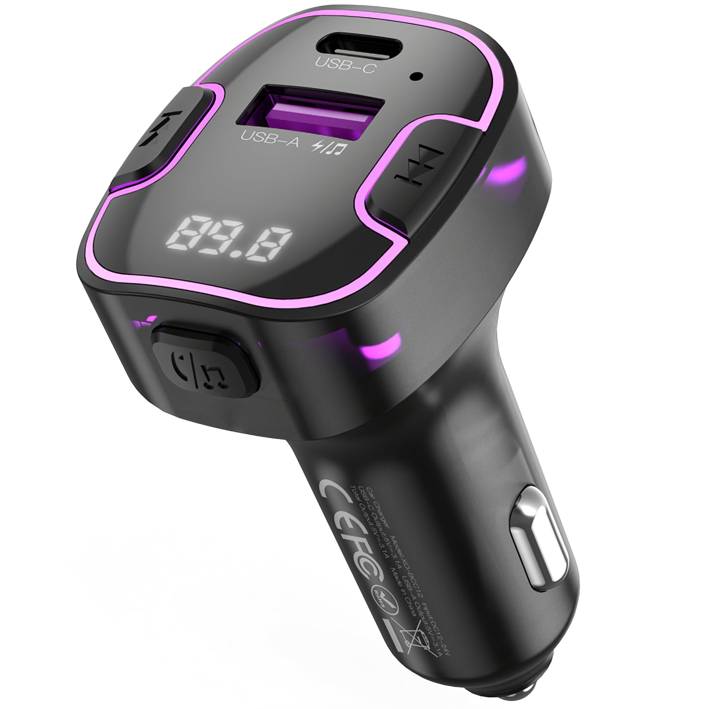 FM Bluetooth modulátor XO Design BCC12, 1 x USB-A - 1 x USB-C