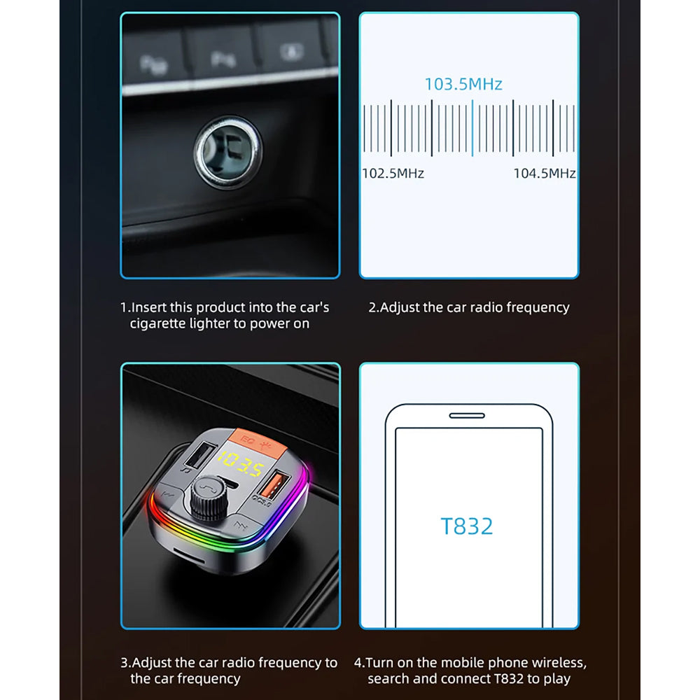 FM Bluetooth modulátor Yesido Y45, 2 x USB-A - 1 x USB-C - 1 x microSD