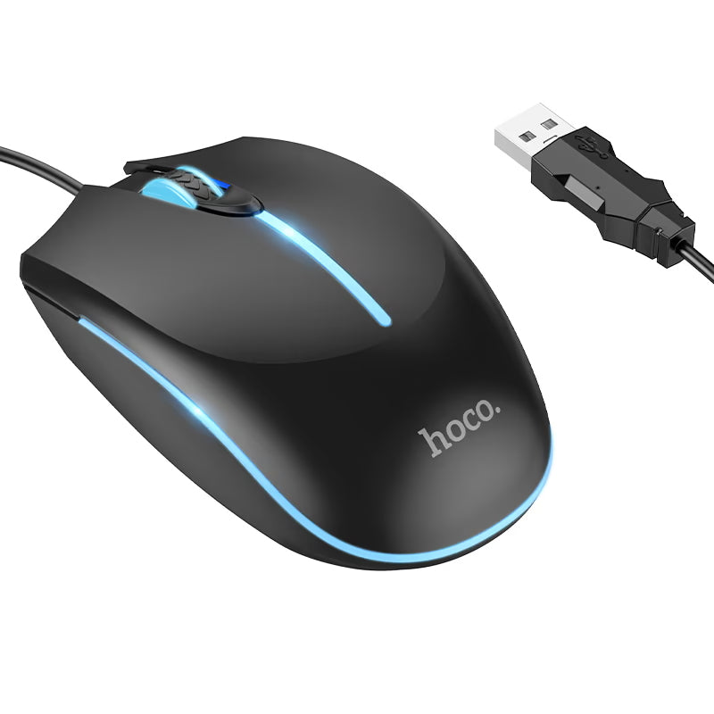 Vezetékes USB Gaming Egér HOCO GM37, RGB, 2400DPI, Fekete