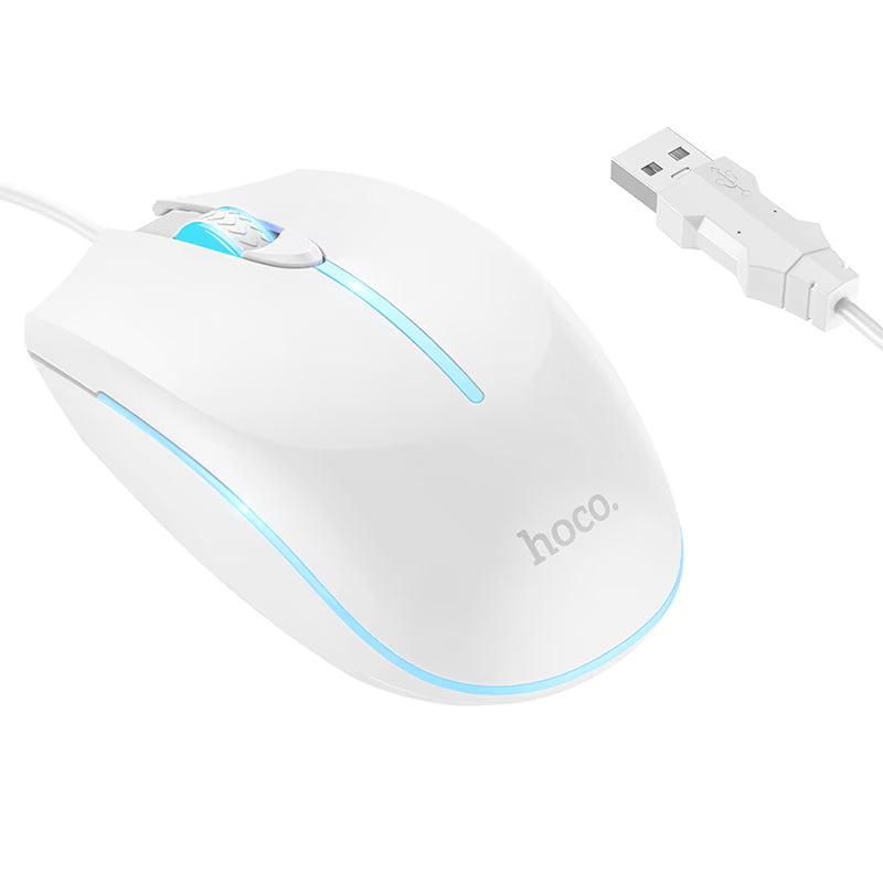 Vezetékes USB Gaming Egér HOCO GM37, RGB, 2400DPI, Fehér