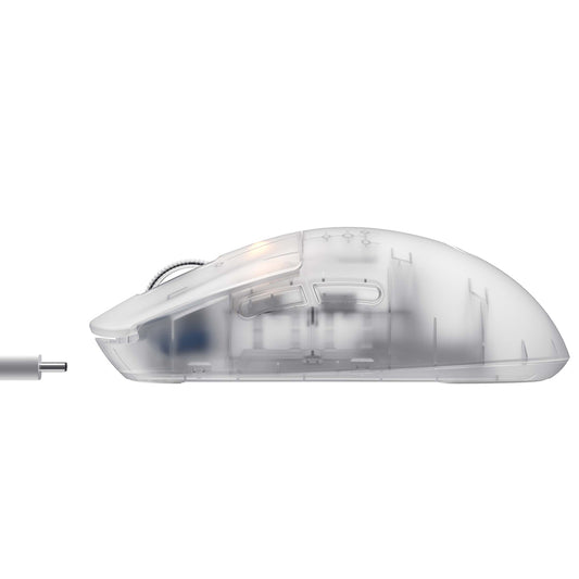 HAVIT MS970WB Pro vezeték nélküli játékegér, 800DPI - 12000DPI, BT / Wi-Fi / Vezetékes, Átlátszó Fehér