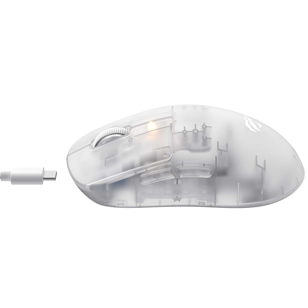 HAVIT MS970WB Pro vezeték nélküli gaming egér, 800DPI - 12000mAh, Átlátszó Fehér