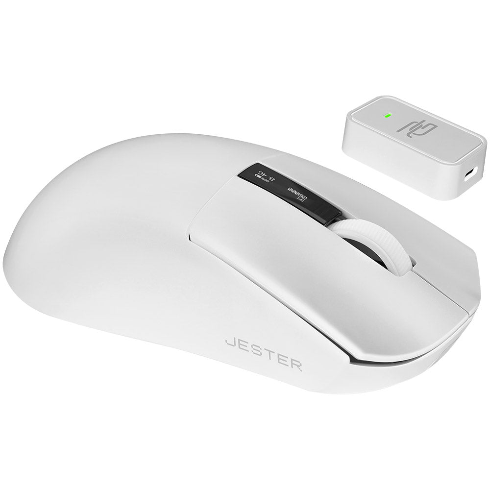 Proove Jester vezeték nélküli gaming egér, 800DPI - 26000DPI, OLED kijelző, Fehér WMJS00022002