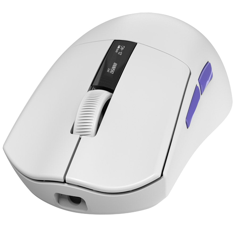 Proove Jester vezeték nélküli gaming egér, 800DPI - 26000DPI, OLED kijelző, Fehér WMJS00022002