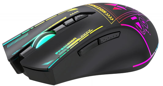 Vezeték nélküli Gaming Egér WZK WMGB-3200, 3200DPI, RGB, Fekete