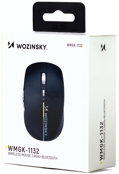 Vezeték nélküli Gaming Egér WZK WMGK-1132, 1600DPI, RGB, BT / Wi-Fi, Fekete