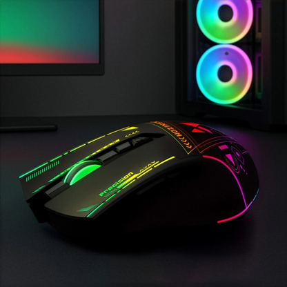 Vezeték nélküli Gaming Egér WZK WMGB-3200, 3200DPI, RGB, Fekete
