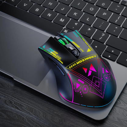 Vezeték nélküli Gaming Egér WZK WMGB-3200, 3200DPI, RGB, Fekete