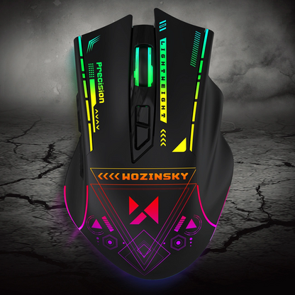 Vezeték nélküli Gaming Egér WZK WMGB-3200, 3200DPI, RGB, Fekete