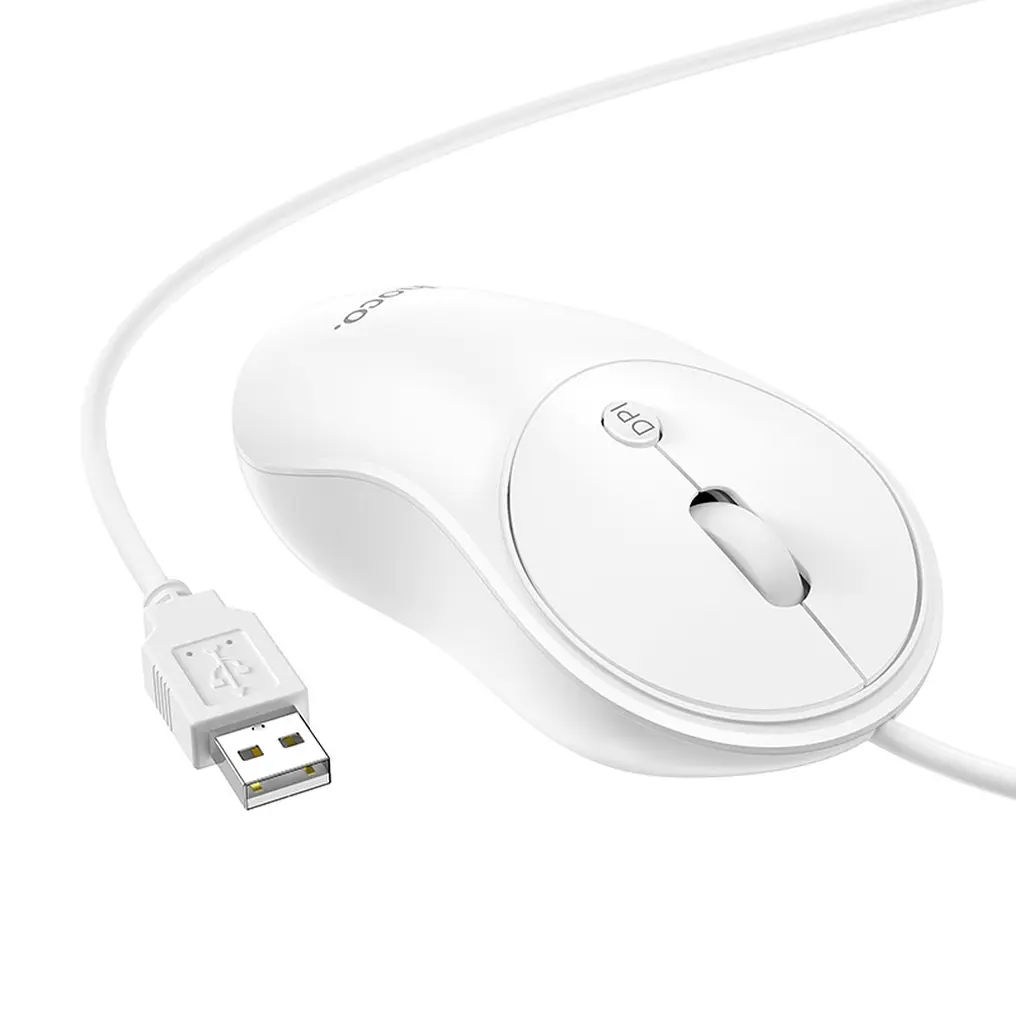 Vezetékes USB egér HOCO GM13, 1600DPI, Fehér