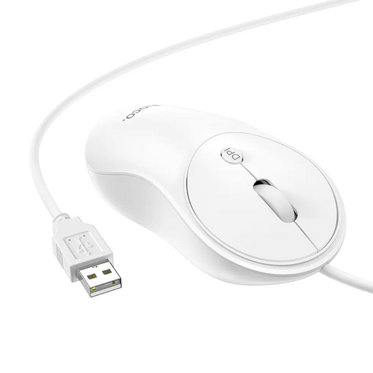 Vezetékes USB egér HOCO GM13, 1600DPI, Fehér