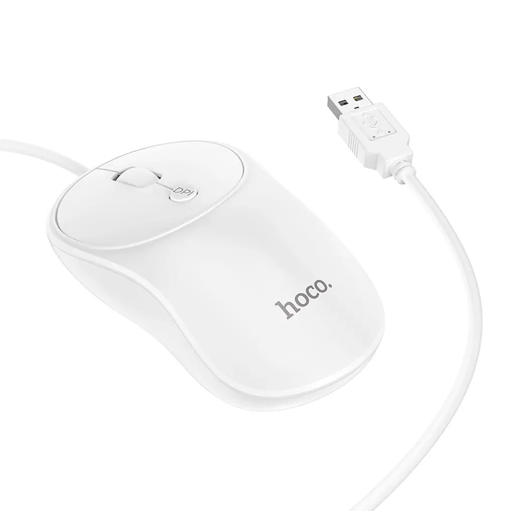 Vezetékes USB egér HOCO GM13, 1600DPI, Fehér