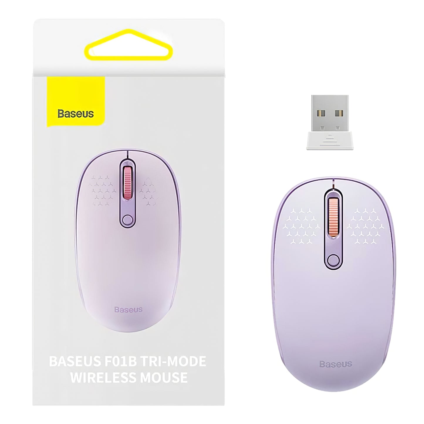 Vezeték nélküli egér Baseus F01B Tri-Mode, 1600DPI, BT / Wi-Fi, Lila B01055503513-00