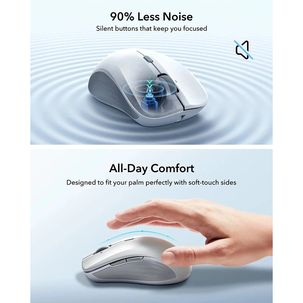 ESR MagMouse vezeték nélküli egér, 800DPI - 4800DPI, Fehér