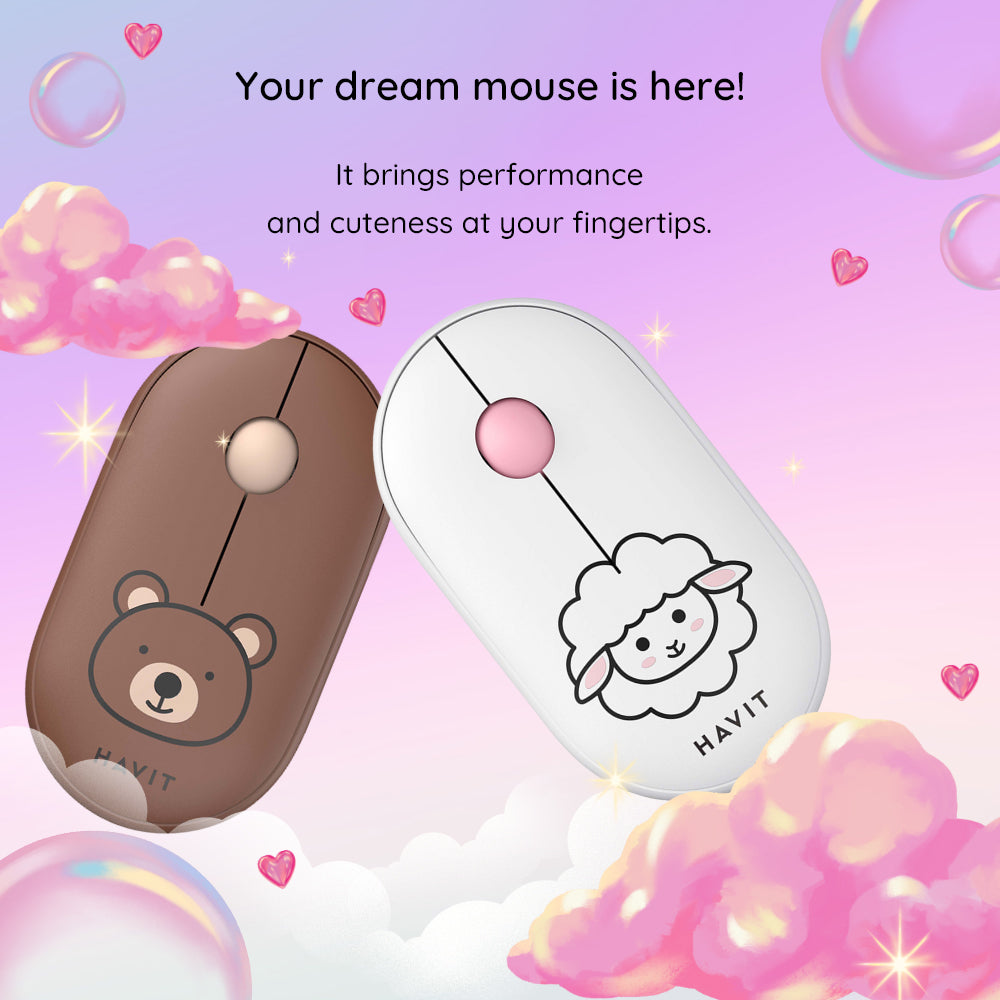 Mouse Wireless HAVIT MS75GT Pro, 1600DPI, Barna