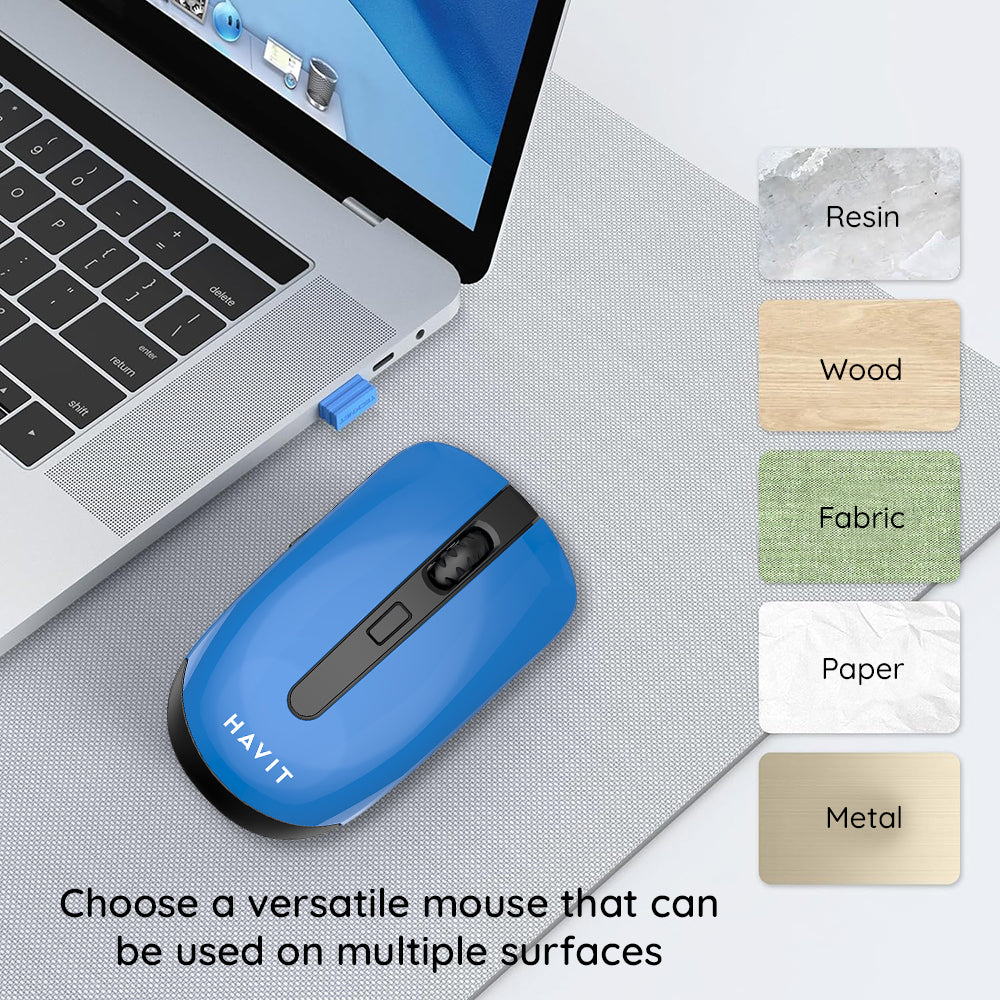 HAVIT MS989GT Wireless Mouse, 800DPI - 1600DPI, Black Blue