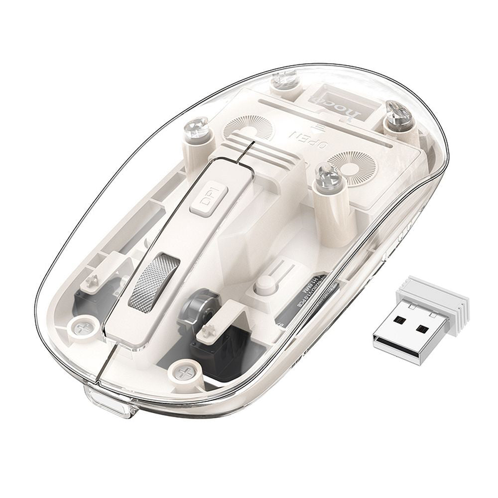 HOCO GM29 Wireless Mouse, 1600DPI, BT / Wi-Fi, White