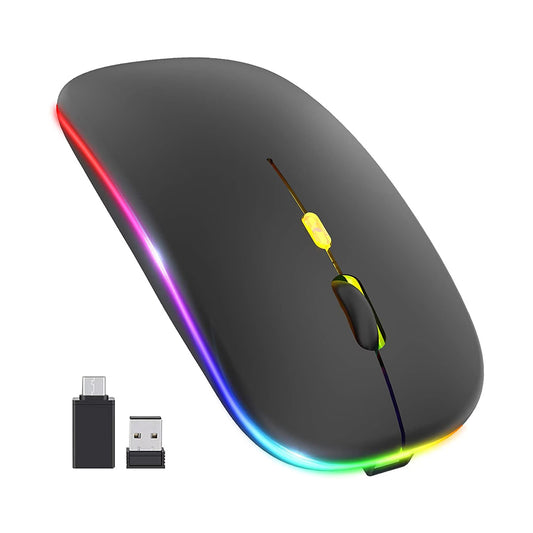Vezeték nélküli egér Techsuit M1, RGB, 1600DPI, BT / Wi-Fi, Fekete