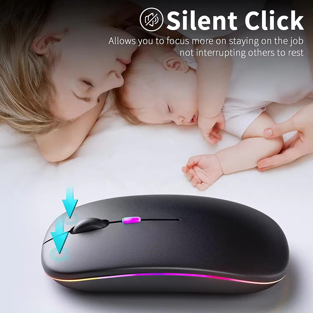 Vezeték nélküli egér Techsuit M1, RGB, 1600DPI, BT / Wi-Fi, Fekete