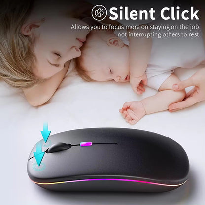 Vezeték nélküli egér Techsuit M1, RGB, 1600DPI, BT / Wi-Fi, Fekete