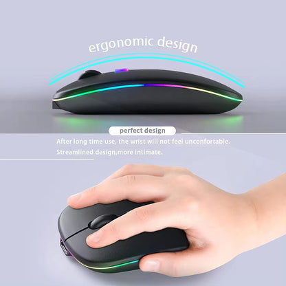 Vezeték nélküli egér Techsuit M1, RGB, 1600DPI, BT / Wi-Fi, Fekete
