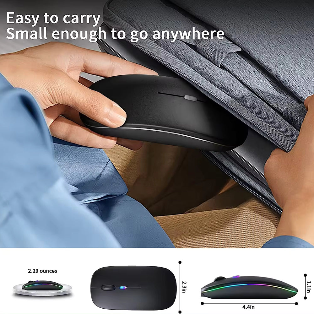 Vezeték nélküli egér Techsuit M1, RGB, 1600DPI, BT / Wi-Fi, Fekete