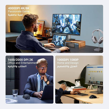UGREEN MU101 vezeték nélküli egér, 4000DPI, BT / Wi-Fi, Fekete