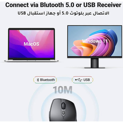 UGREEN MU101 vezeték nélküli egér, 4000DPI, BT / Wi-Fi, Fekete