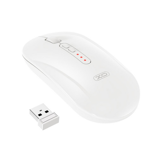 XO Design M13 Silent Tri-mode vezeték nélküli egér, 1600DPI, BT / Wi-Fi, Fehér