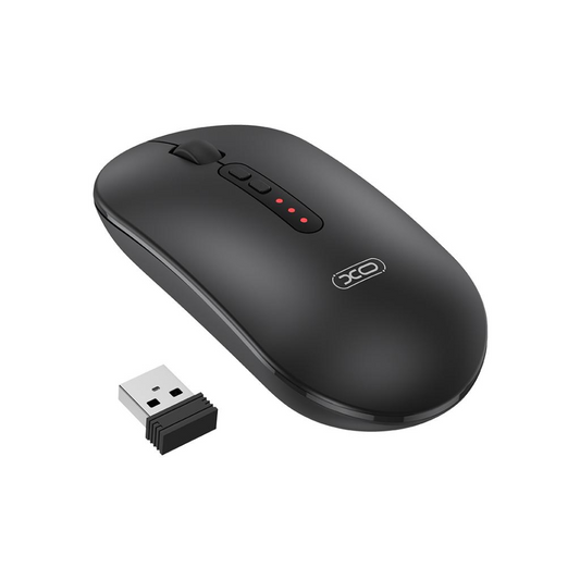 XO Design M13 Csendes Tri-módú Vezeték nélküli Egér, 1600DPI, BT / Wi-Fi, Fekete