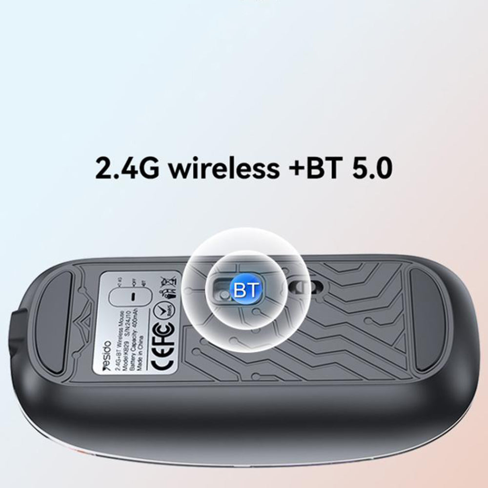Vezeték nélküli egér Yesido KB29, 800DPI - 1600DPI, BT / Wi-Fi, Fehér