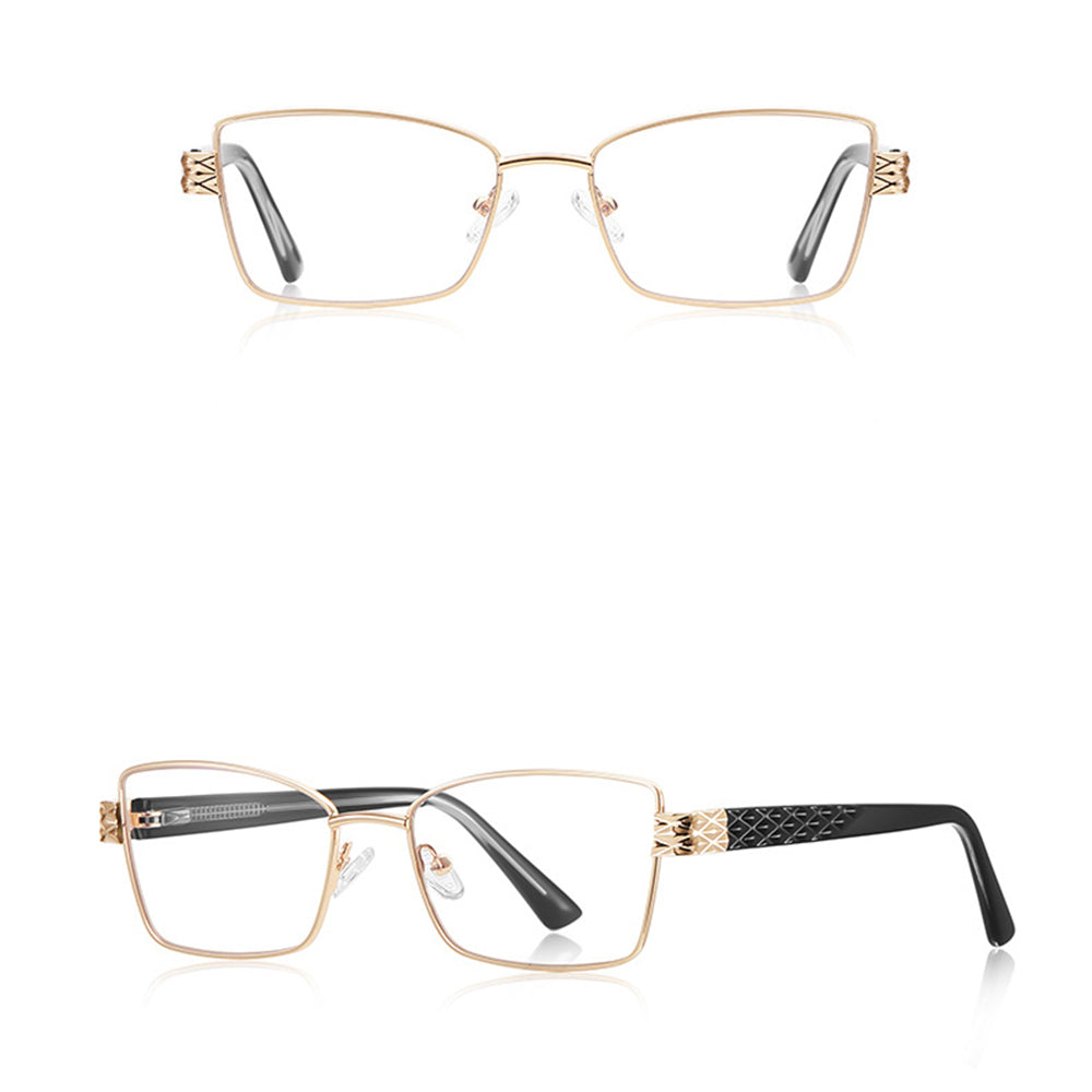 Techsuit 3171 Women's Computer Glasses, Anti-Blue Light, Black Gold