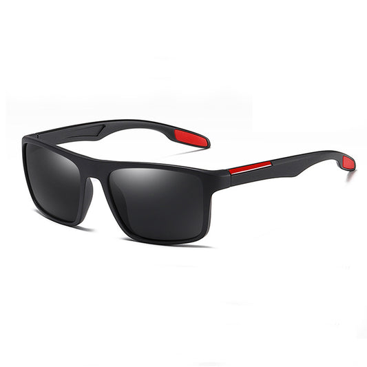 Techsuit TR90 férfi napszemüveg (MM101), polarizált, UV-védelem, matt fekete-piros