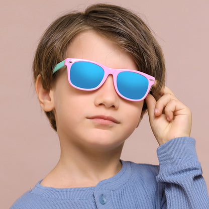 Techsuit D802 Kids Sunglasses, Polarized, UV Protection, Red White Green