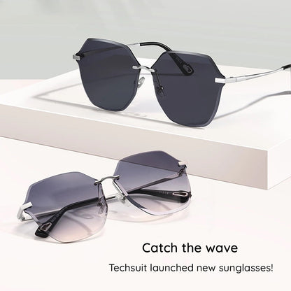 Techsuit 8195 Women's Sunglasses, Black Silver