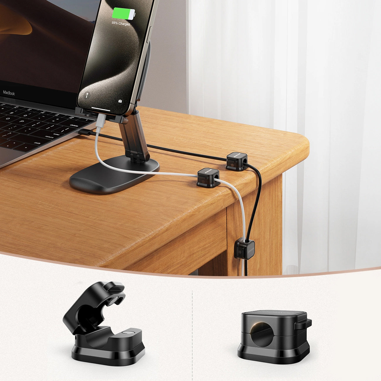 Joyroom JR-ZS368 Kábelrendező, 6 darabos készlet, Fekete
