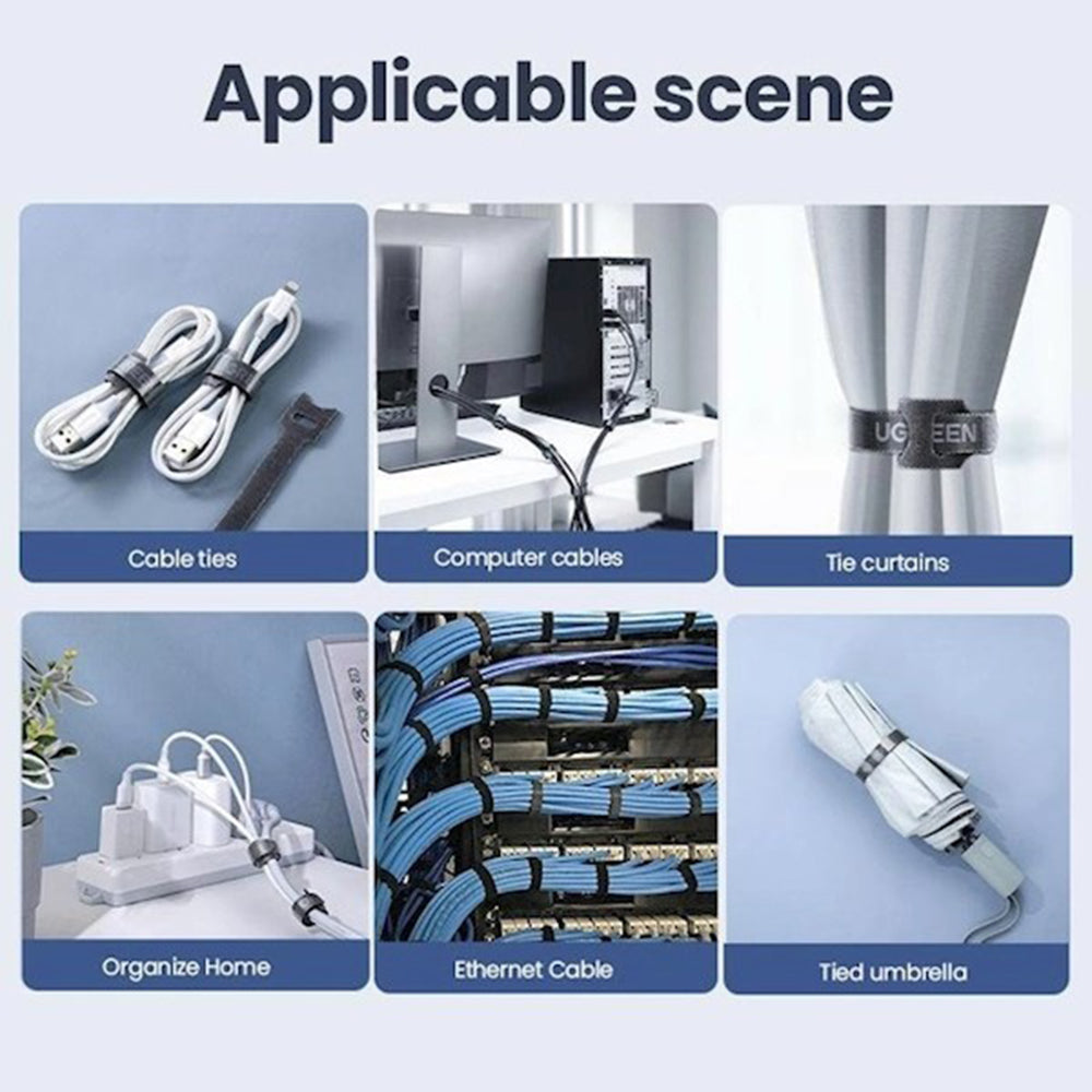 UGREEN LP401 Kábelrendező, Velcro, 3 darabos készlet, Fekete