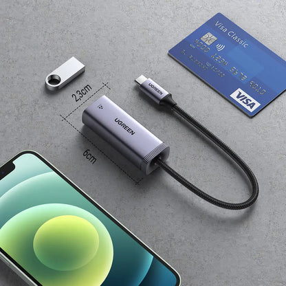 UGREEN CM483 hálózati kártya, RJ45, USB-C, Szürke