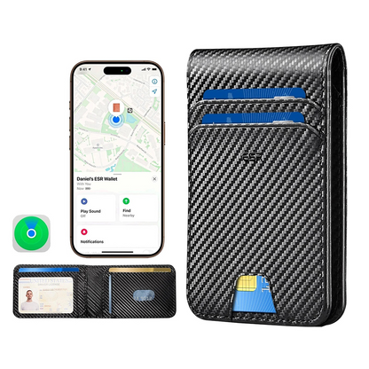ESR Classic Geo Carbon pénztárca Find My funkcióval és RFID védelemmel, fekete, újrazárva