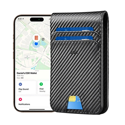 ESR Classic Geo Carbon pénztárca Find My funkcióval és RFID védelemmel, fekete, újrazárva
