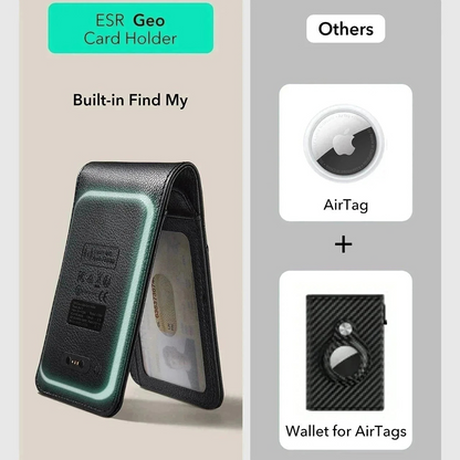 ESR Classic Geo Carbon pénztárca Find My funkcióval és RFID védelemmel, fekete, újrazárva