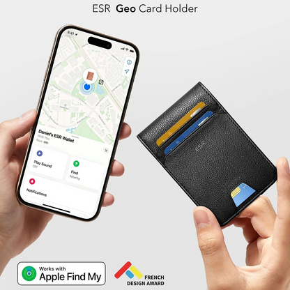 ESR Classic Geo Carbon pénztárca Find My funkcióval és RFID védelemmel, fekete, újrazárva